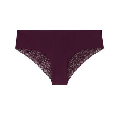 plain lace knickers with leopard print - plum;