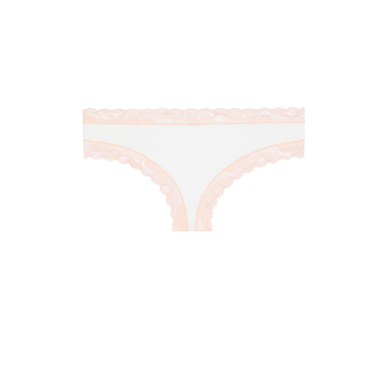 Cotton shorty with lace detail - white Cotton shorty with lace detail - white;
