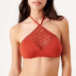 plain bralette bikini top - ochre red