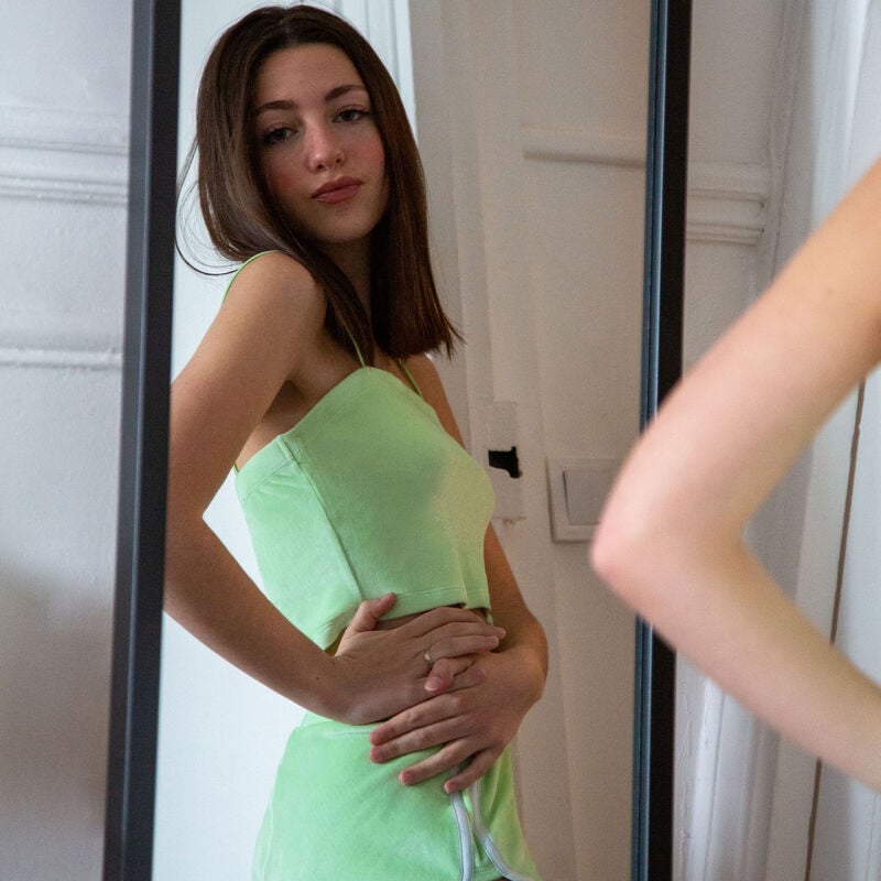 velvet top with thin straps - green velvet top with thin straps - green ;