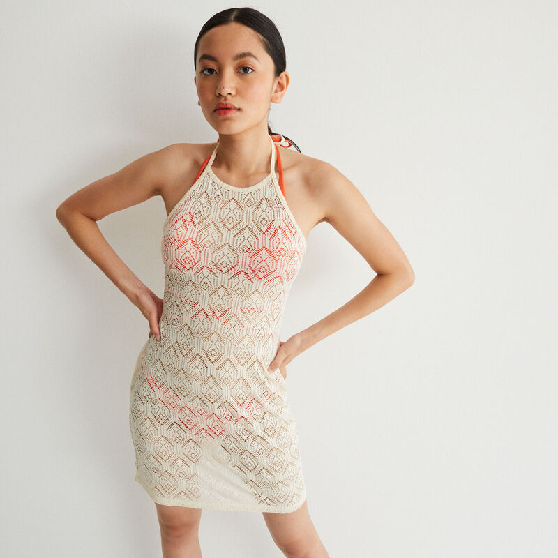 lace backless dress with tie - ecru lace backless dress with tie - ecru;