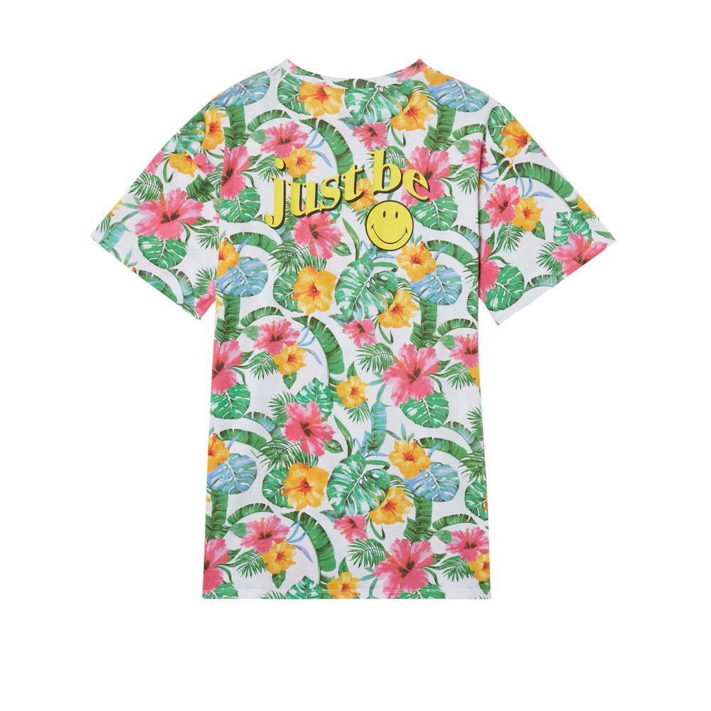 Floral smiley tunic - white white.