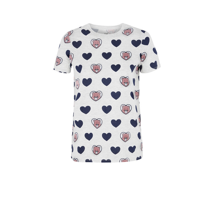 Bisousiz care bears top with heart print light grey.