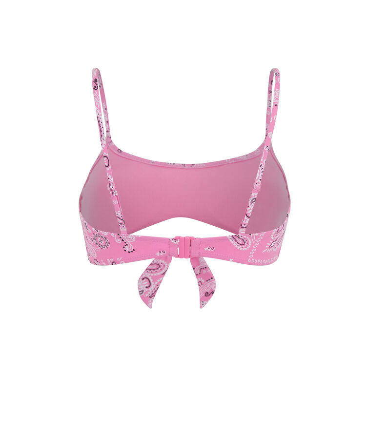 Printed khaki bralette bikini top with bandanna print - pink pink.