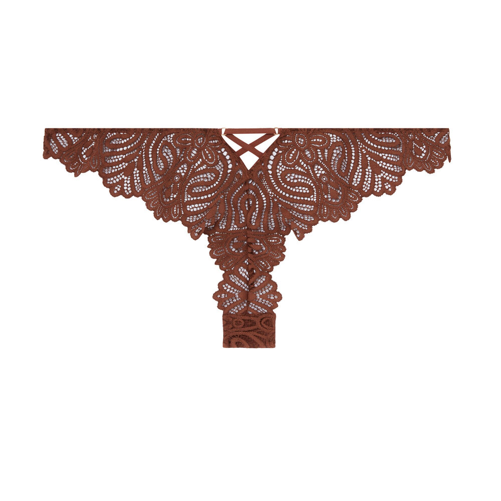 Tanga briefs with tie detail - brown brown.