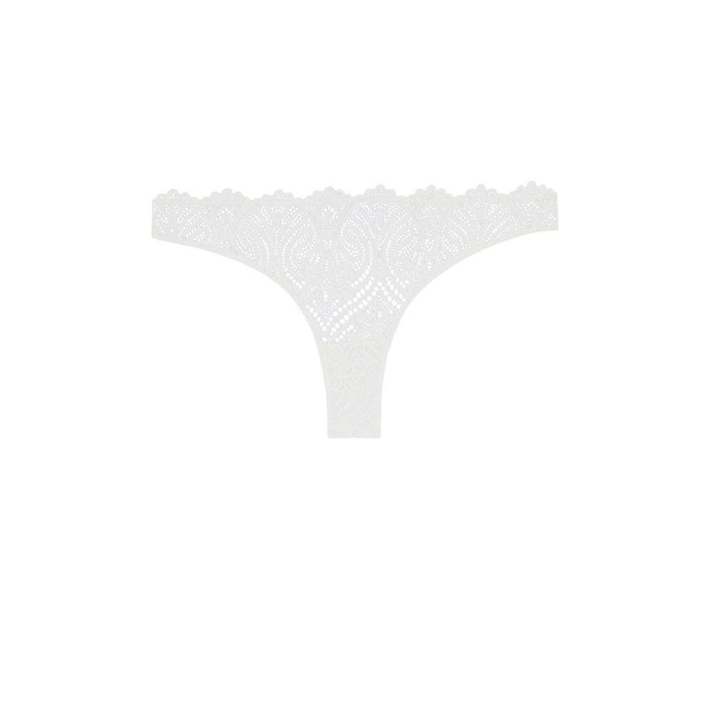 Lace tanga briefs - white white.