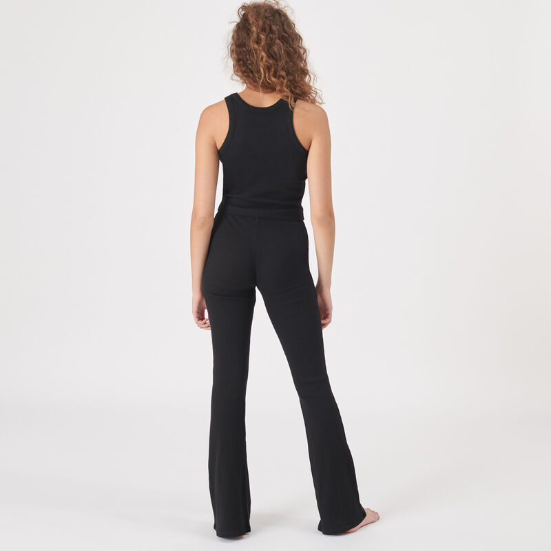 high-waisted flared trousers - black;