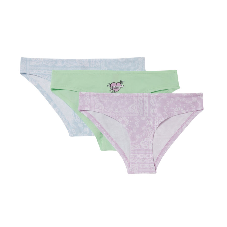 pack of 3 heart mood knickers - clay green;