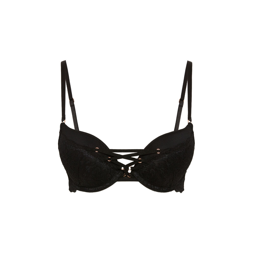 Lace ultra push-up bra with straps - black black.