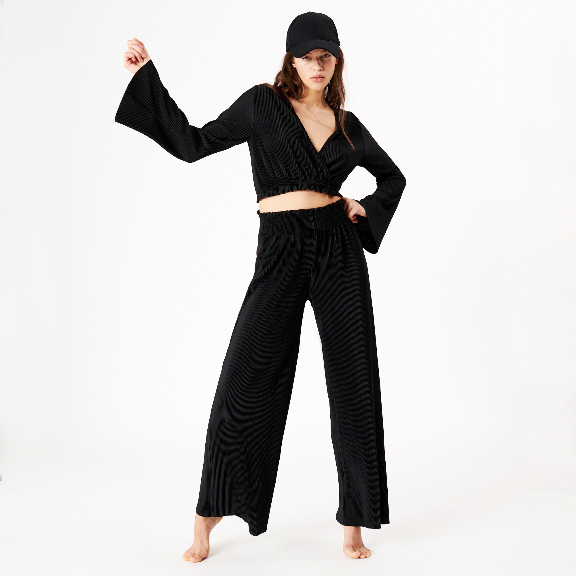 Plain flared trousers - black - black 