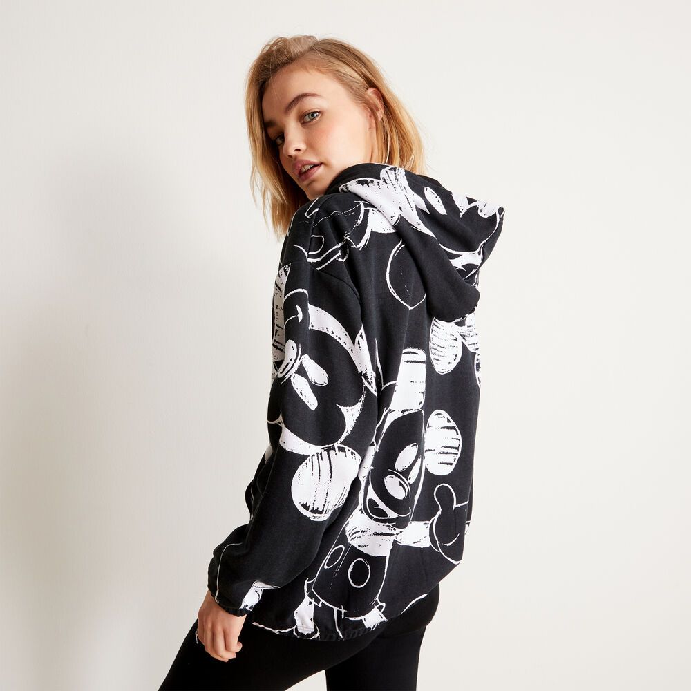 Zipped sweatshirt with mickey mouse pattern - black black.