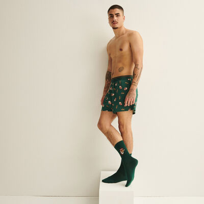 christmas themed pumba shorts and socks set - pine green;