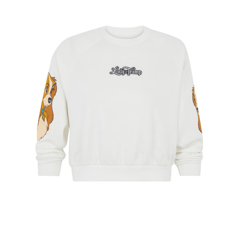 Sweter z okrągłym dekoltem z nadrukiem lady teamladiz écru.