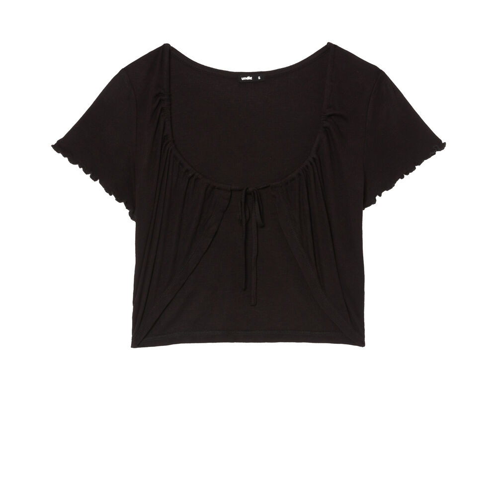 Wrap crop top - black black.