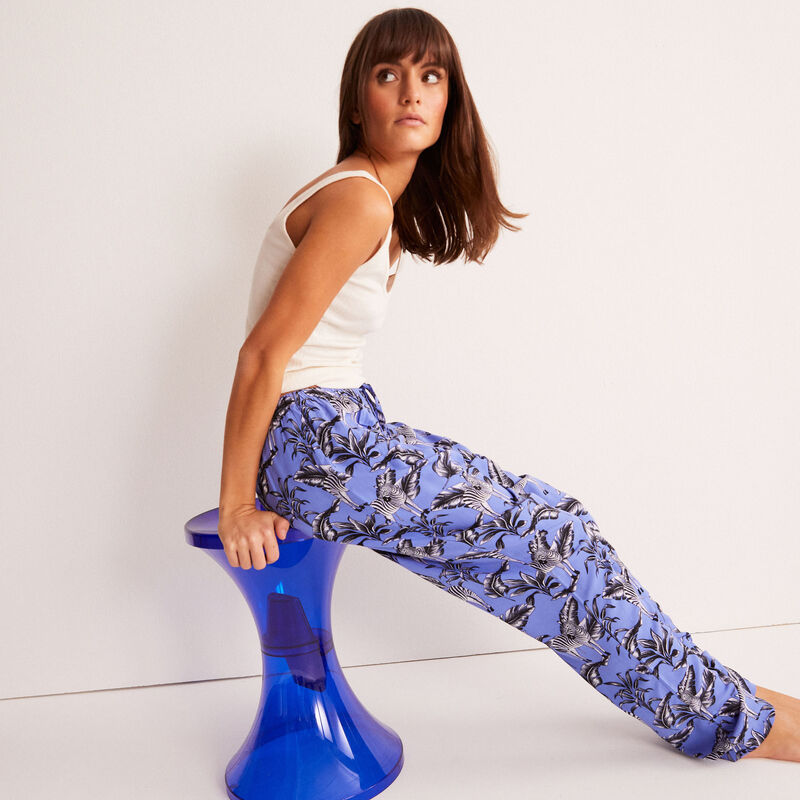 flowing trousers with feather and zebra patterns - purple flowing trousers with feather and zebra patterns - purple;
