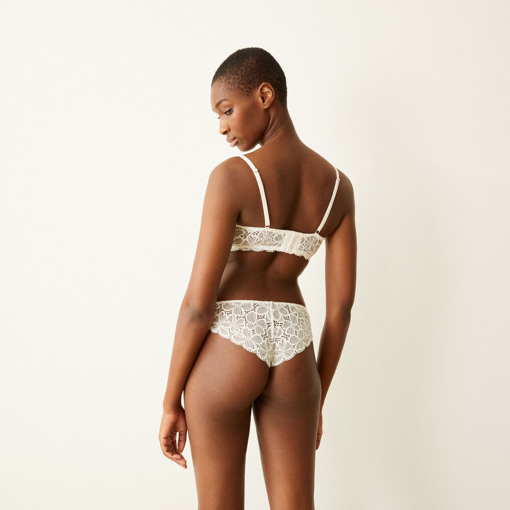 Padded lace bustier bra - white white.