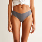 Microfibre and lace tanga briefs - grey