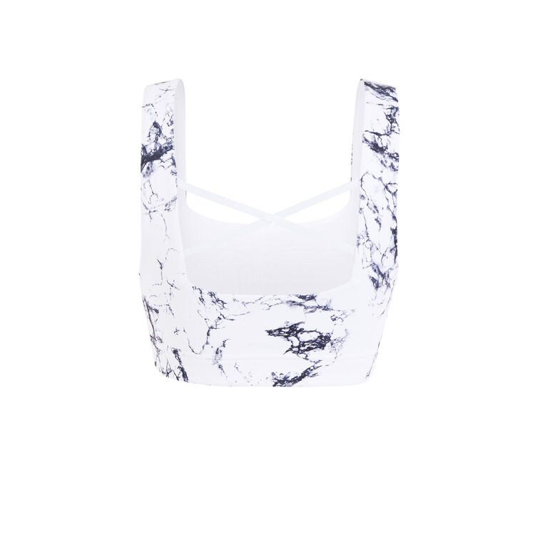 Sport-bustier mit marmor-print yogamarbliz weiß.