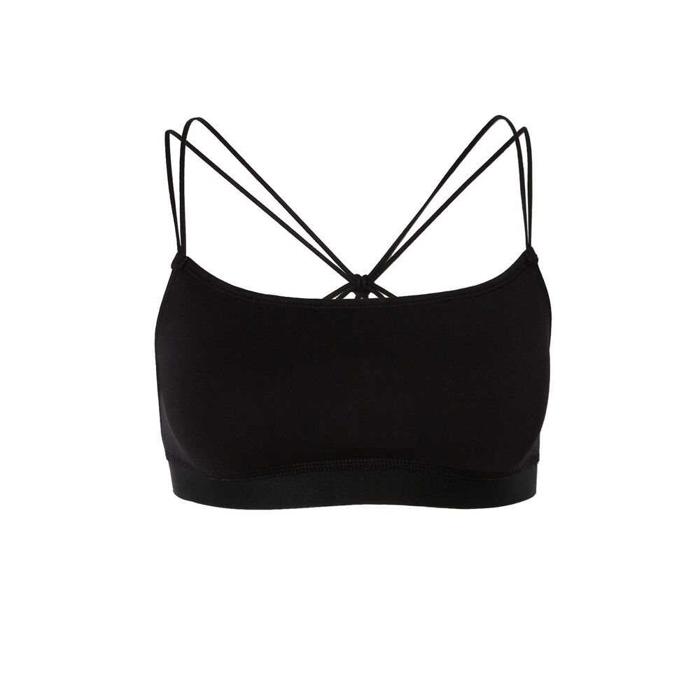 Pikachu print bralette with strap details - black black.