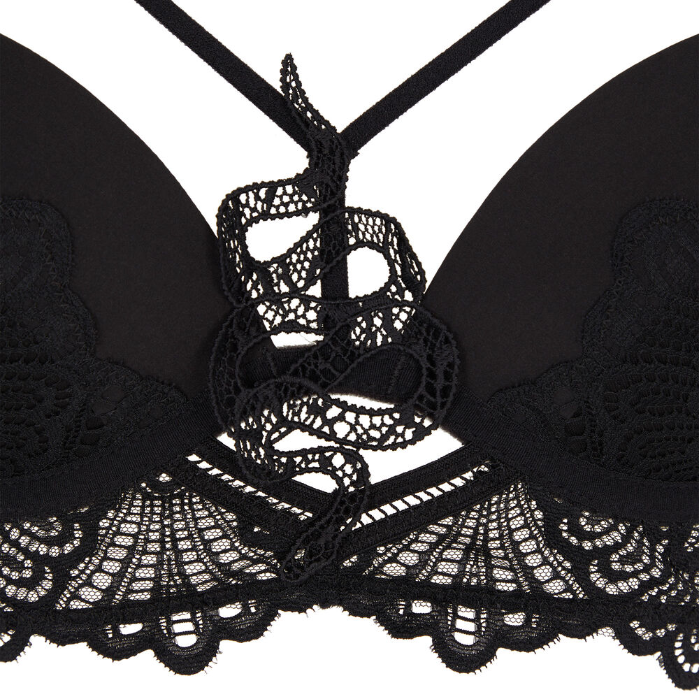 Snakeskin tattoo push-up bra - black black.