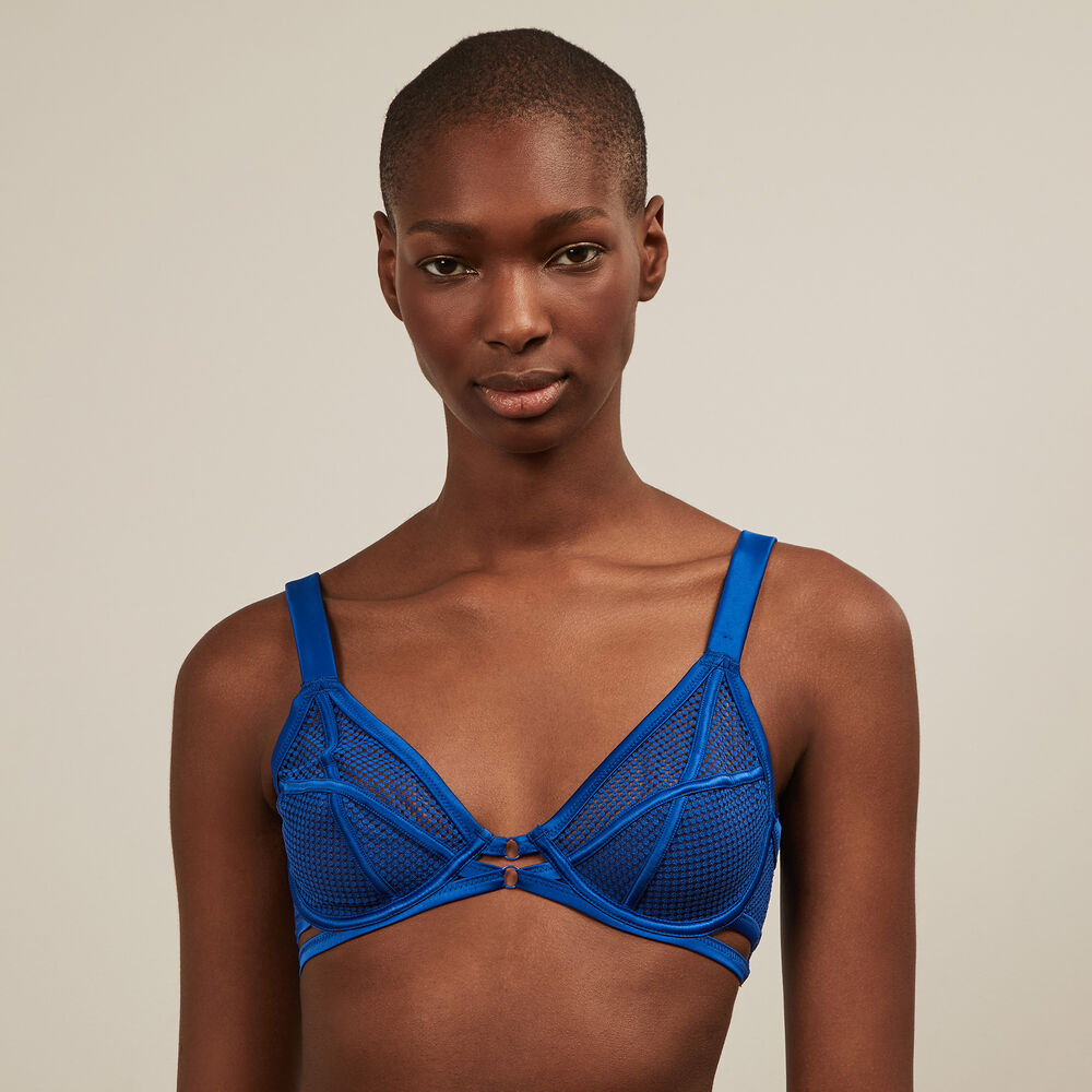 Balconette tulle bra - royal blue blue.