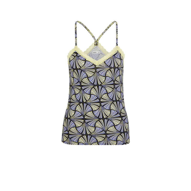 Print top with thin straps - yellow Print top with thin straps - yellow;