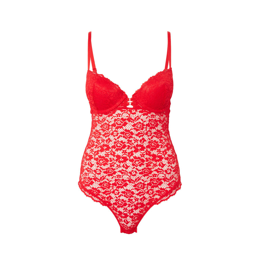 floral lace padded bra - red;