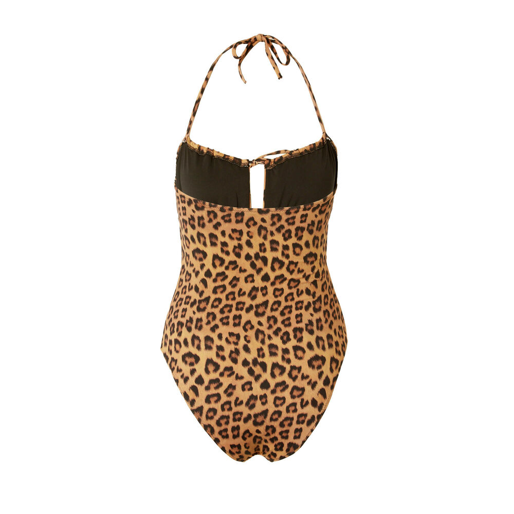 Leopard print one-piece swimwear - brown brown.