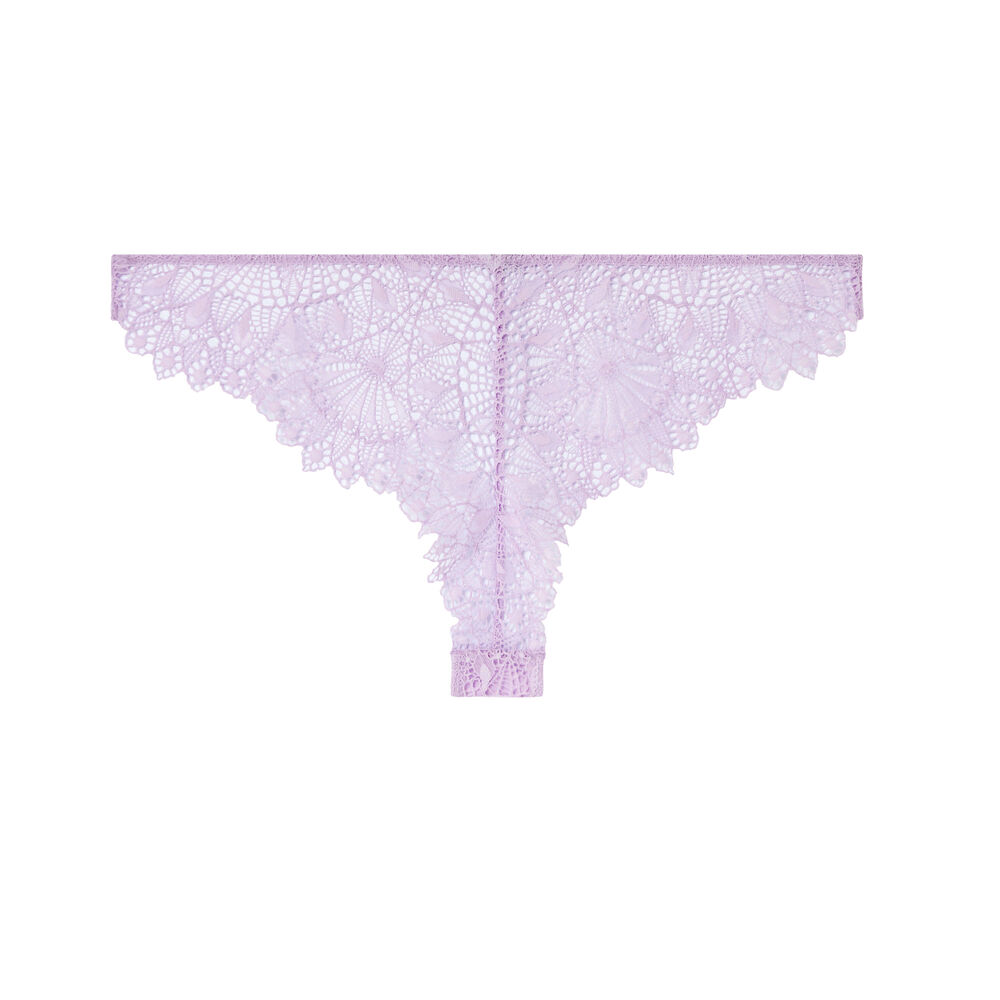 Lace thong briefs with jewellery detail - lilac purple.