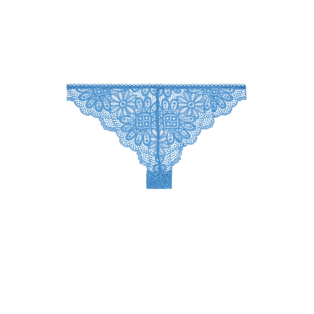 Lace tanga briefs with jewellery detail - blue blue.