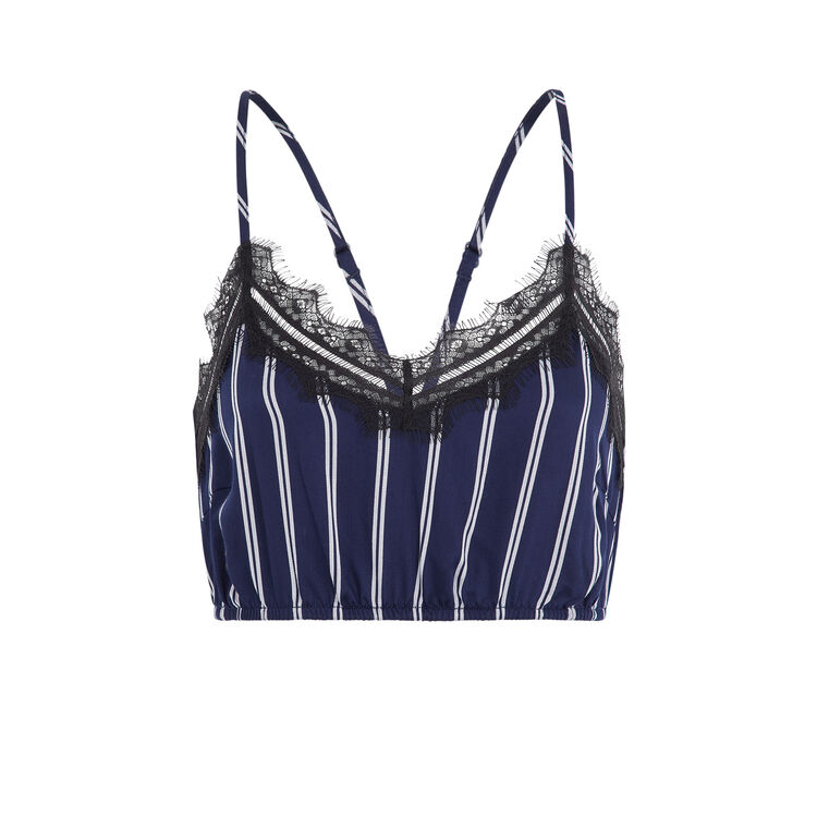 Raynuitiz satin striped top navy blue.