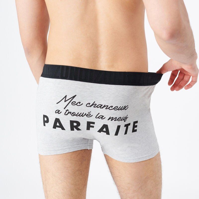 boxers with "meuf parfaite" slogan - grey;