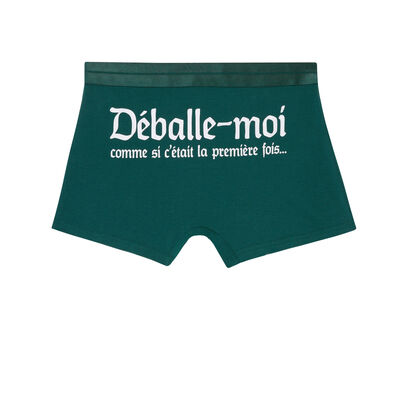 boxers with "déballe moi" slogan - forest green;
