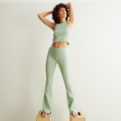 high-waisted flared trousers - aqua;
