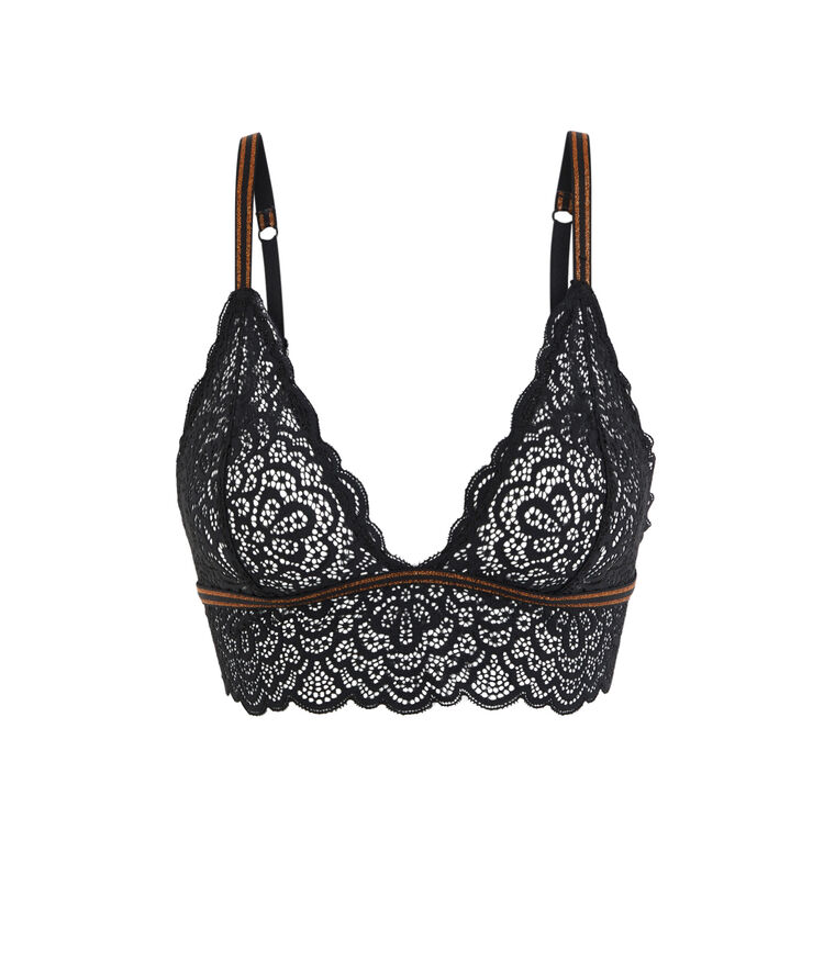Triangel-bustier ohne bügel aus spitze lurexbandiz schwarz.
