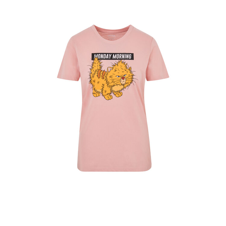 Top à manches courtes print oliver nomondayiz rose.