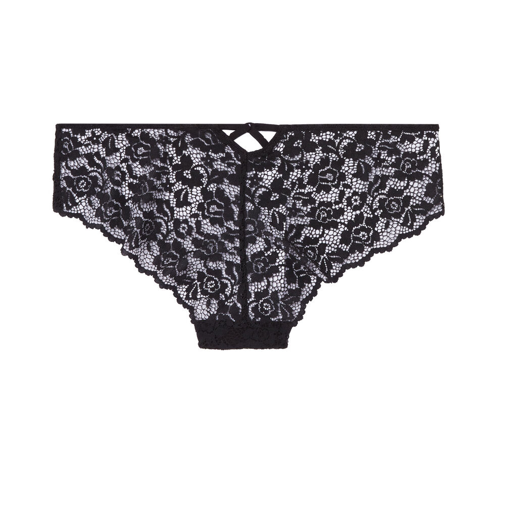 Floral lace shorty - black black.