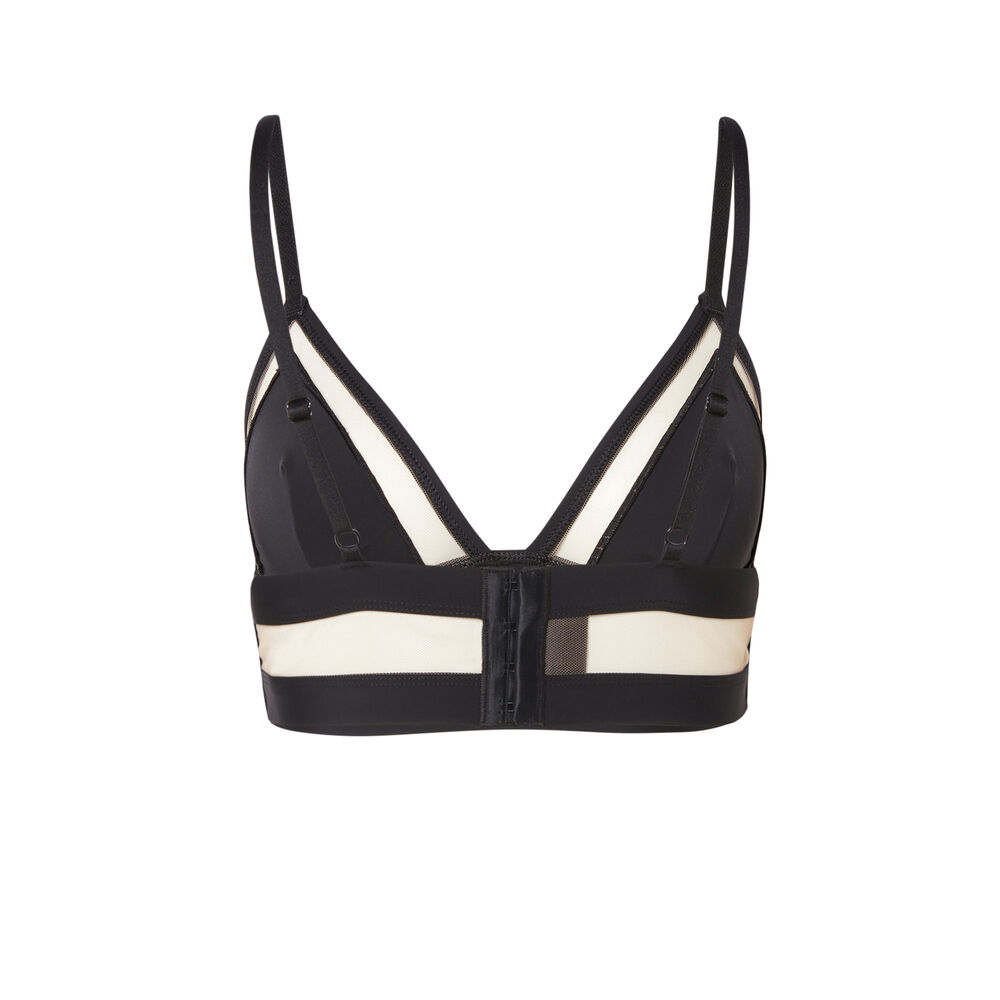 See-through microfibre and mesh triangle bra - black black.