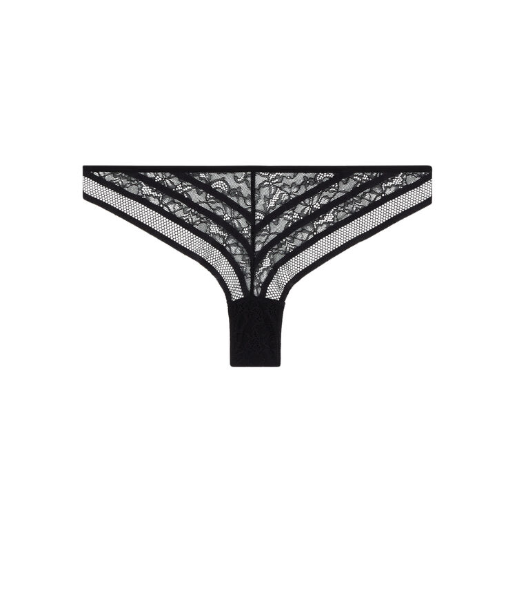Lace tanga briefs - black black.