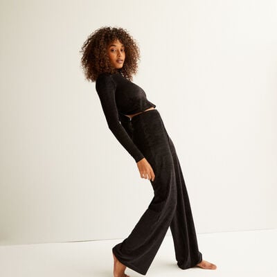 straight high-waisted trousers - black;