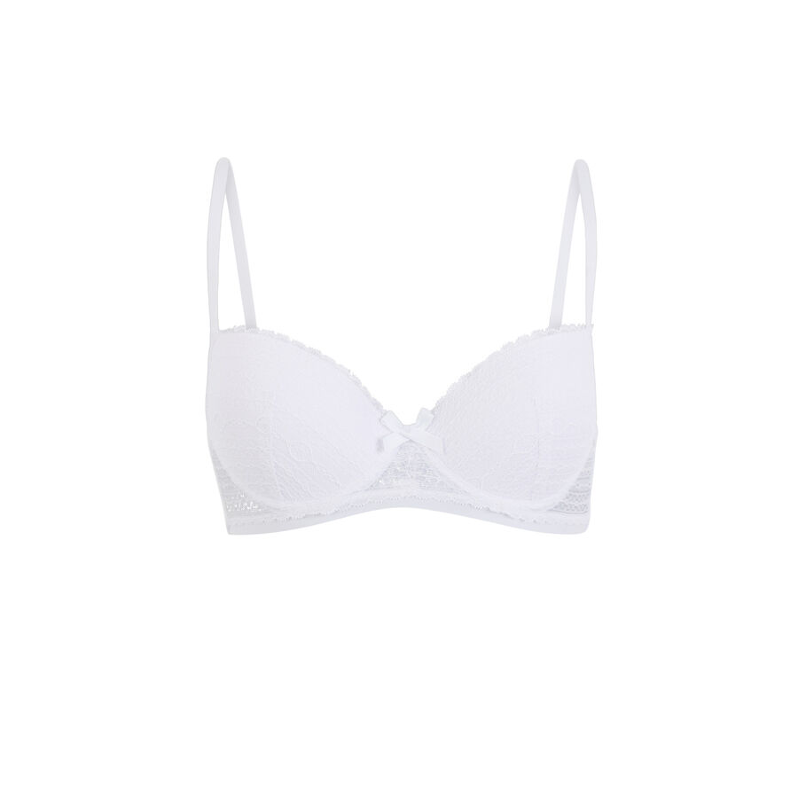 Padded lace bra with bow detail - white;
