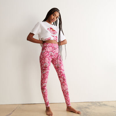 alice in wonderland pattern leggings - pink;