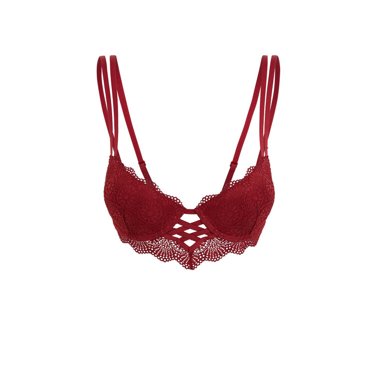 Push-up-bh in bustier-form mit bindebanddetails totoiz bordeauxrot.