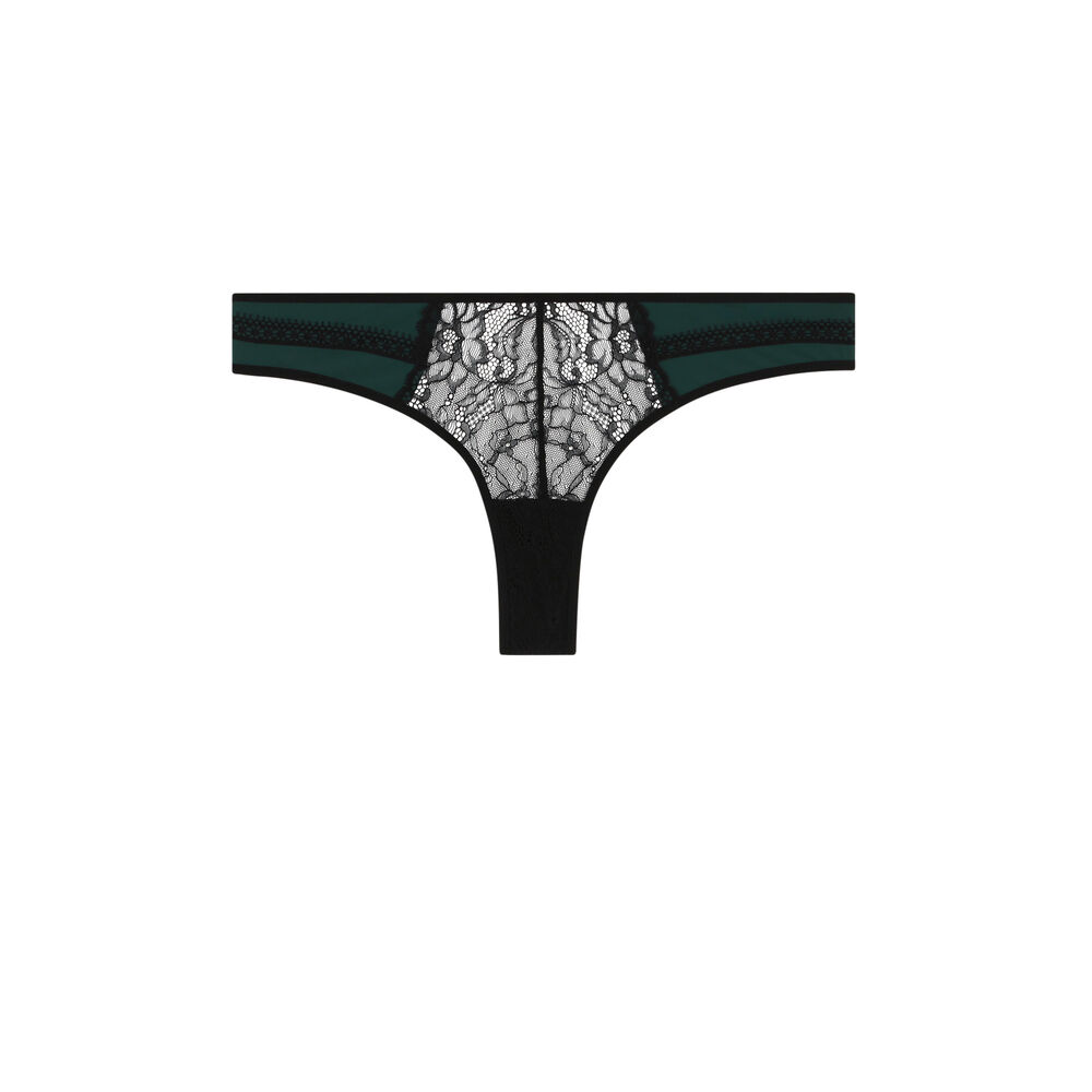 Dual-material tanga briefs - green green.