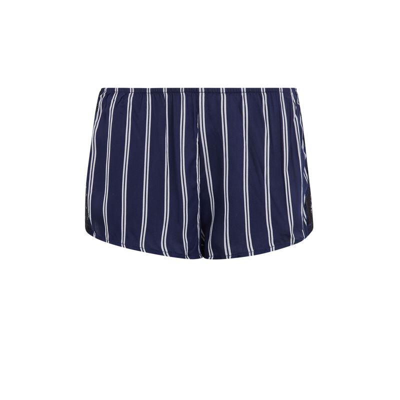 Raynuitiz satin striped shorts navy blue.