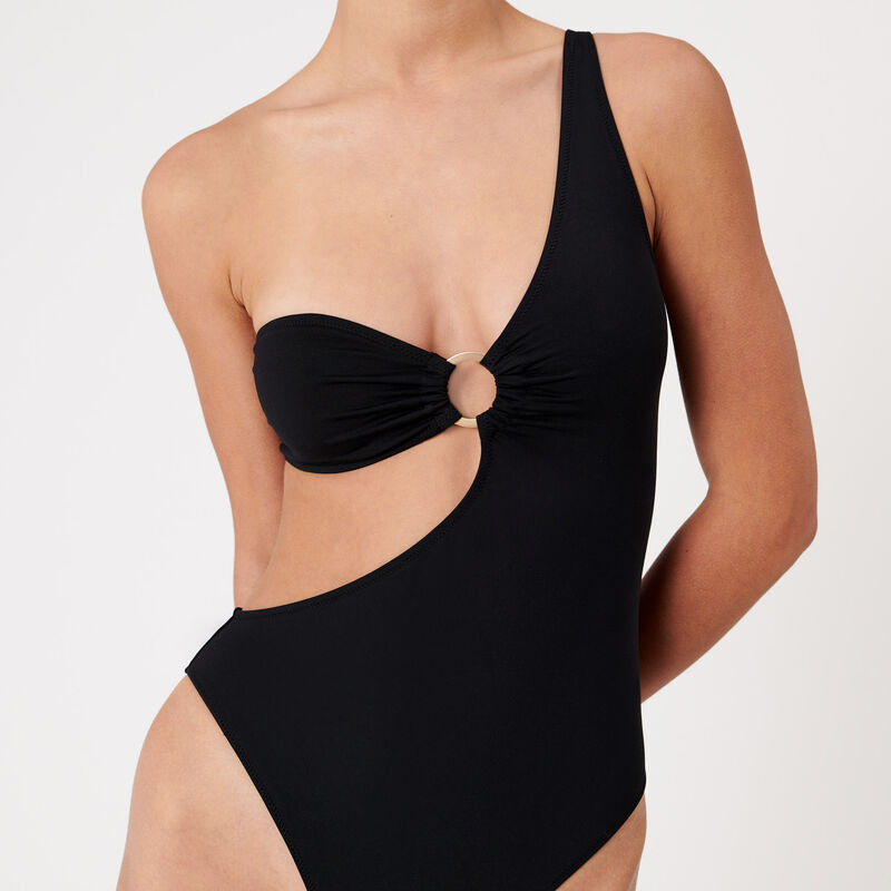 one-piece asymmetric swimsuit - black;