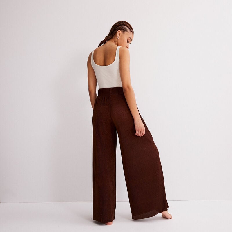 wide pants with pleated waist - brown wide pants with pleated waist - brown;