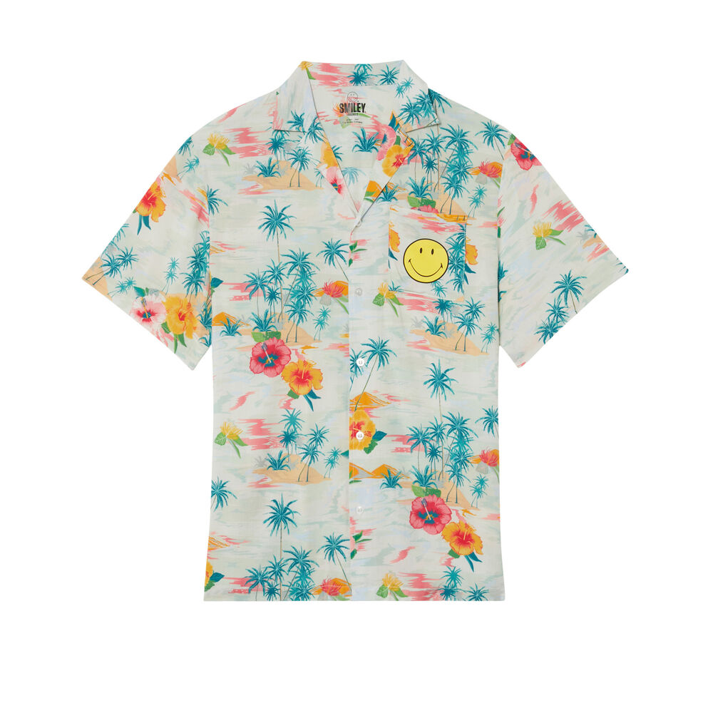 Floral smiley shirt - white white.