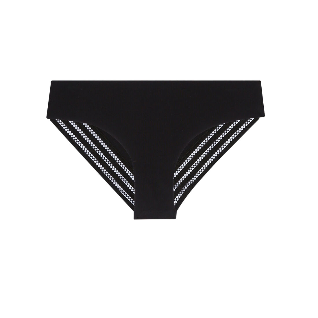 microfibre and graphic lace knickers - black;