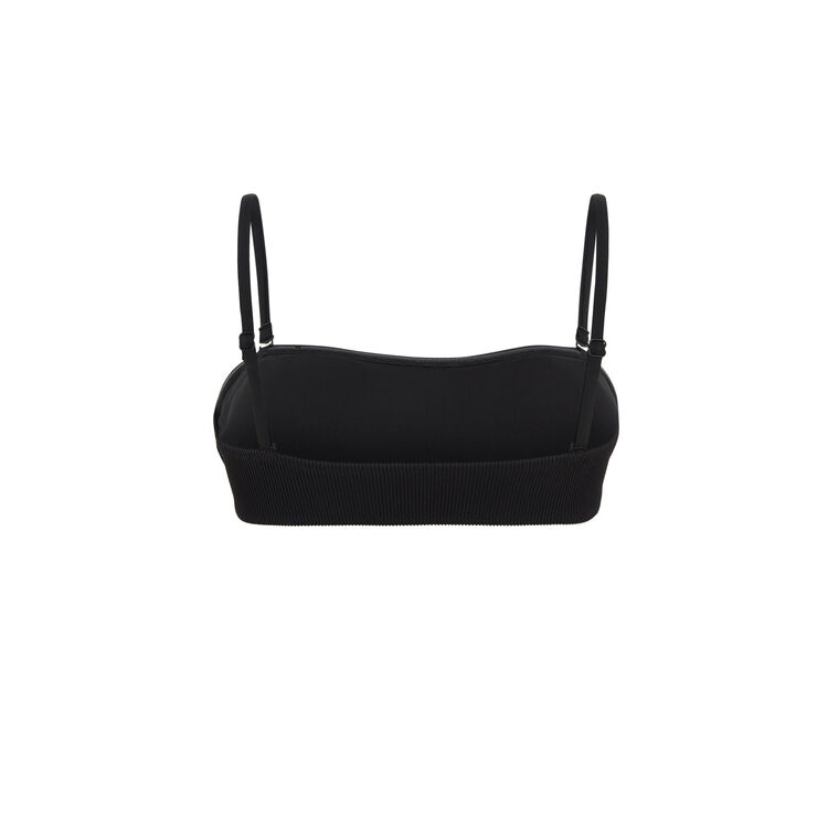 Schwarzes Bikini-Oberteil in Bandeau-Form Gaufriz Schwarzes Bikini-Oberteil in Bandeau-Form Gaufriz;